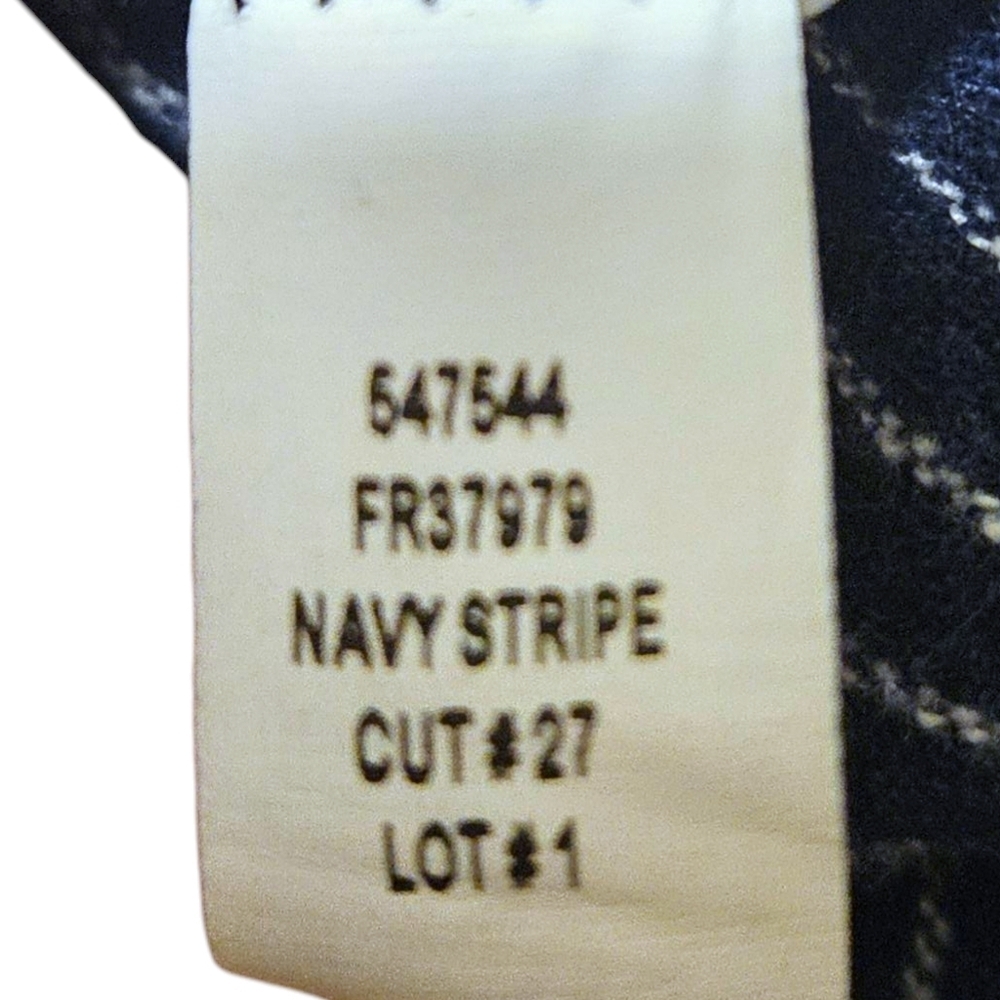 Wmns Navy Blue Striped Button Front Dress M Sleeveless Linen Beach Coastal Chic - Picture 11 of 14